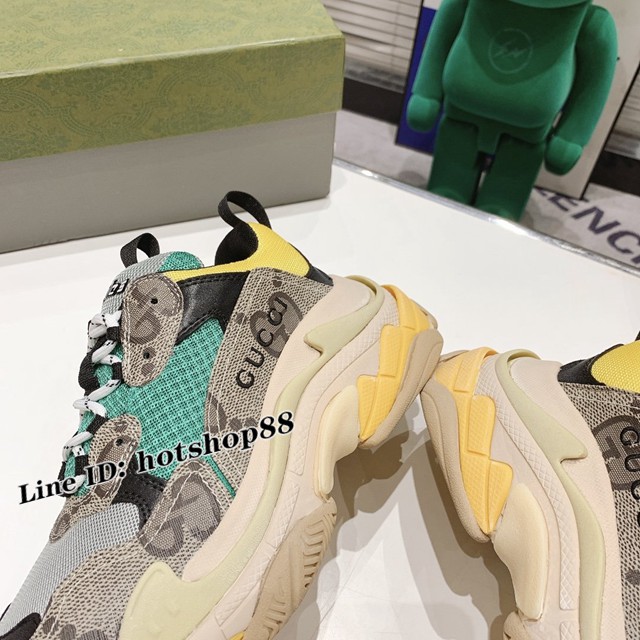 gucci古馳頂級版本情侶款Gucci x Balenciaga古馳x巴黎世家聯名款2021新款Triple S厚底運動鞋老爹鞋 dx2794